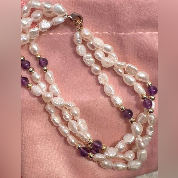 Vintage Freshwater Pearl & Amethyst Bracelet - Picture 2 of 3